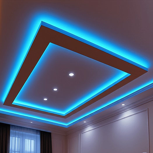 Seferihisar gergi tavan ustası – Led isikli örneği